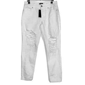 AFRM Distressed High Rise Ankle Skinny Button Fly Jeans Size 31 in White NWT